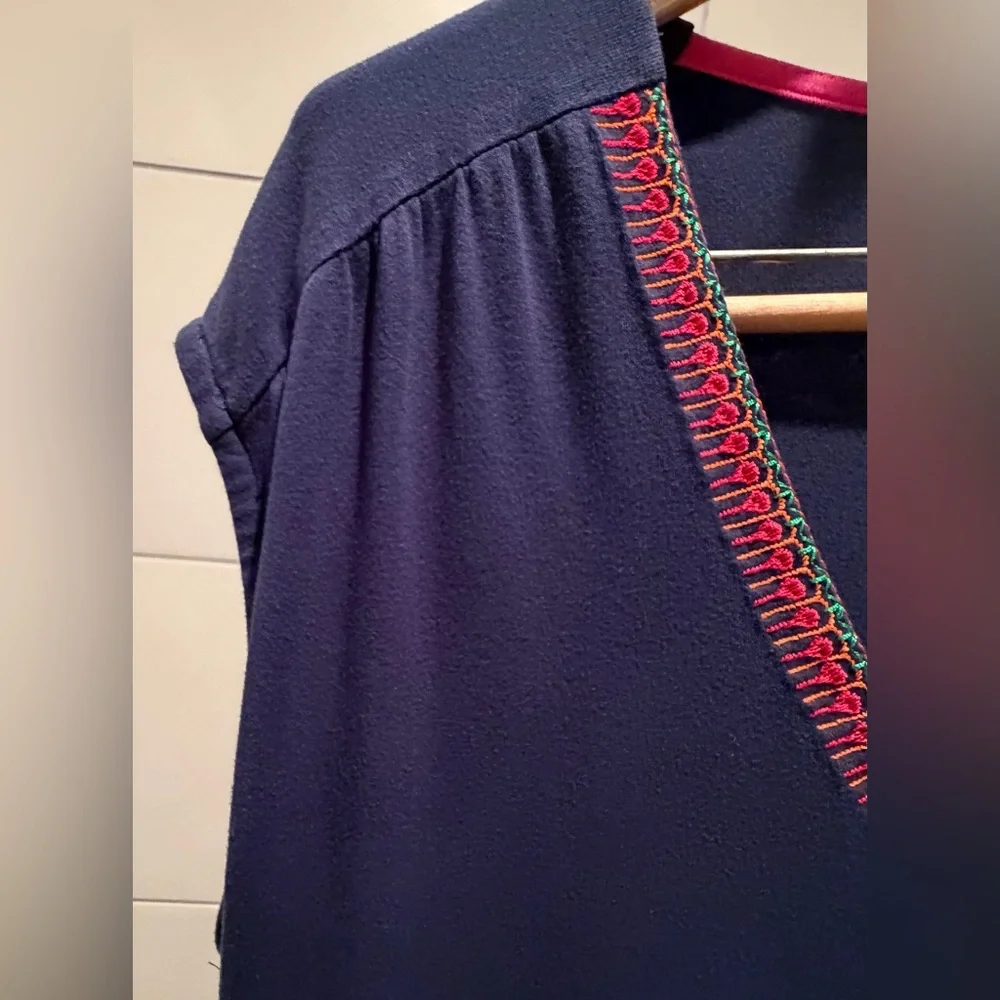 Boden Navy Embroidered V-Neck Dress 16L - Picture 6 of 8